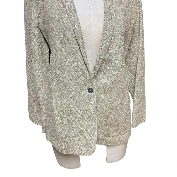 Giada Forte Metallic Gold Geometric Linen Blend Blazer Jacket‎ Size I / US 4 - Picture 3 of 7